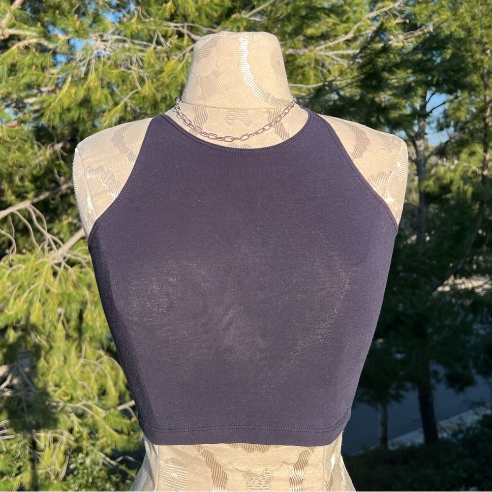 navy blue american apparel crop top